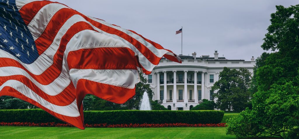 US flag White House - Washington DC United States