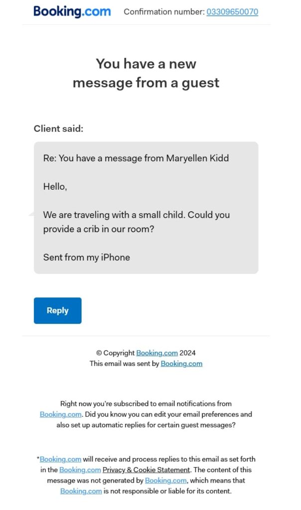 Scam emails pretending to be Booking.com