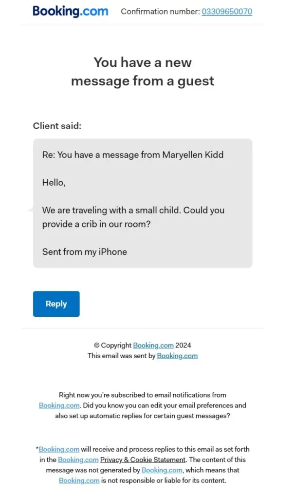 Scam emails pretending to be Booking.com